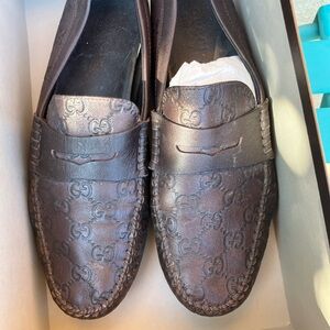 Gucci Monogram GG Shoes loafer driver loafer  8 1/2 Italy size Brown